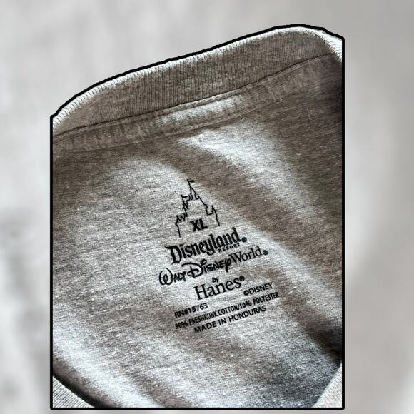 VTG 2016 Disney Parks TEE SHIRT XLG Gray Hanes 100% Cotton T-Shirt Short Sleeve - Picture 4 of 5
